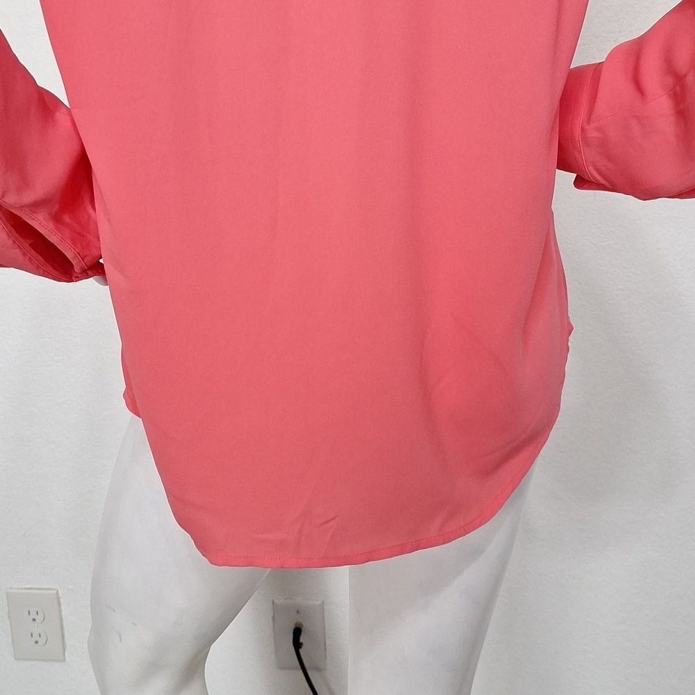 Ann Taylor Chico's Orange Feminine Lagenlook Roll Tab Sleeve Blouse Size M - Picture 7 of 13